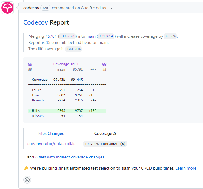 Codecov 리포트 갱신